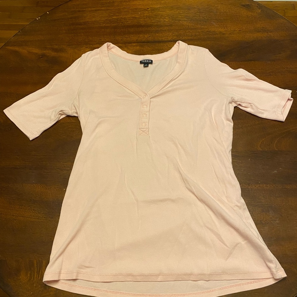Torrid Pink Ribbed Button-Up